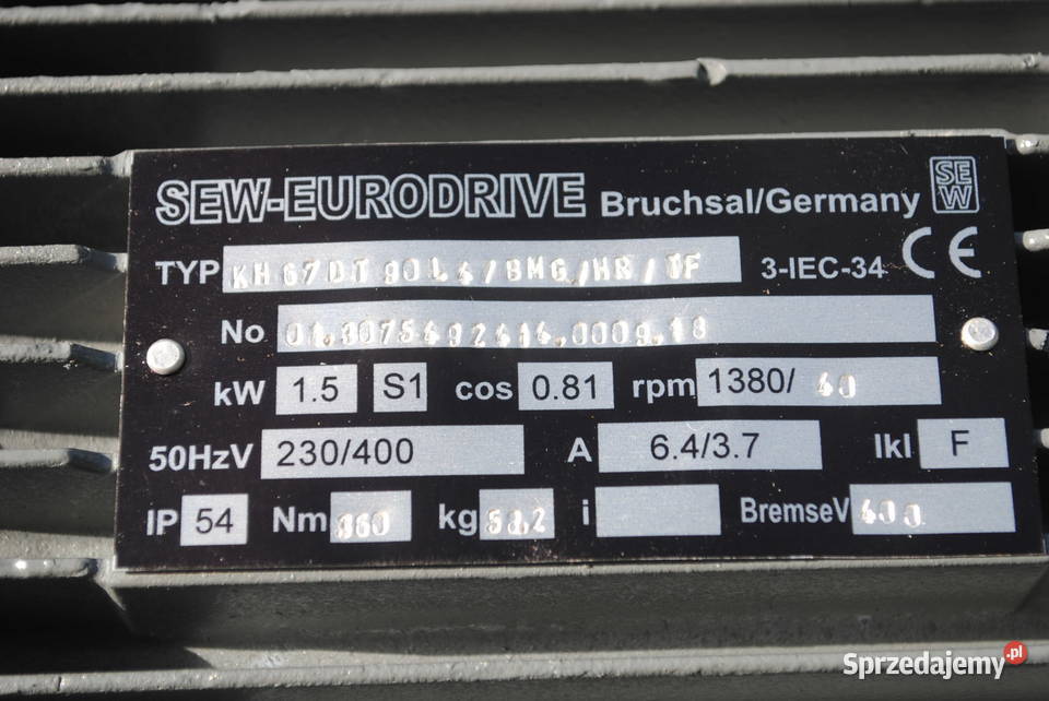 Motoreduktor kątowy 15kw 40obrmin z hamulcem lubuskie Kargowa sprzedam