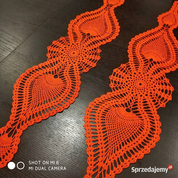 Bieżniki szydełkowe czerwone śiateczne Straszęcin