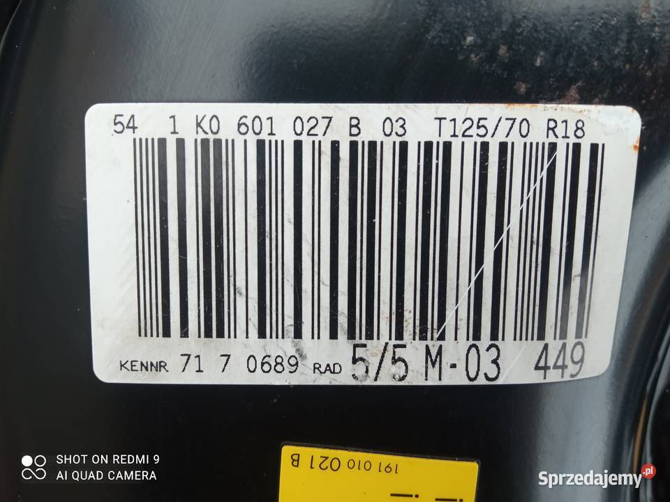 Koło dojazdowe VW Golf Plus R18 1K0601027B Oleszyce