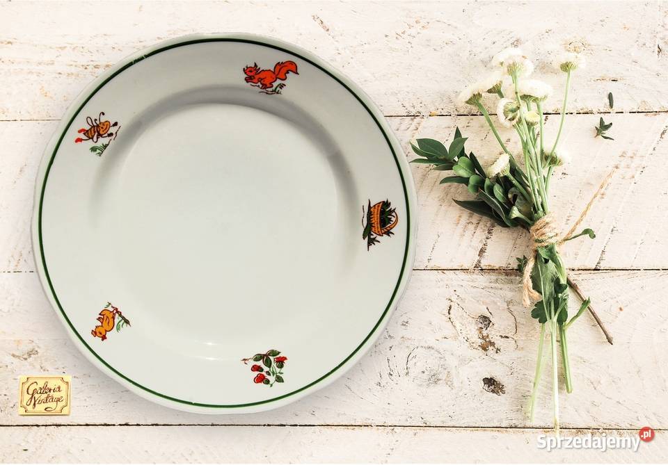 Duży stary talerz bajkowy patera vintage