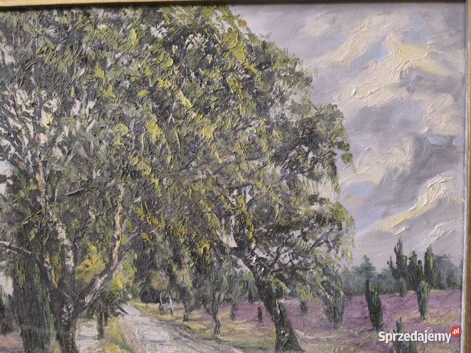 Piękny obraz olejny płótno sygnowany Rudi Łódź