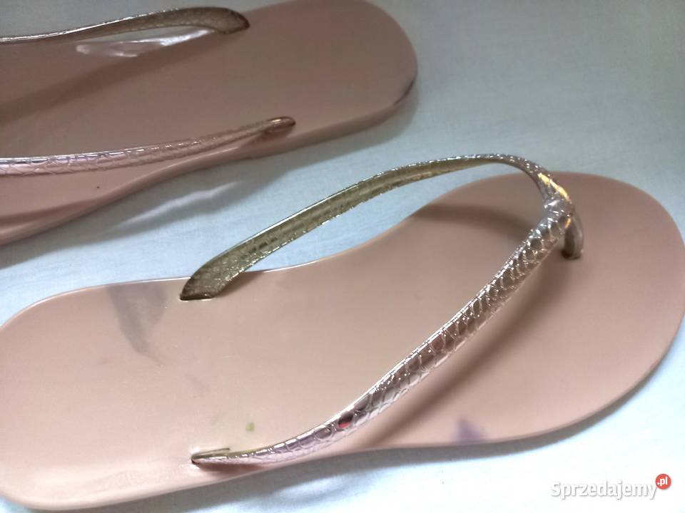 Klapki beżowe Japonki r 38 Eleganckie NOWE brązowy/beżowy Białystok