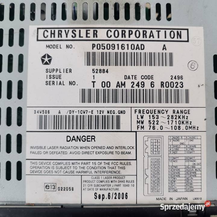 Radio samochodowe Chrysler Voyager Gubin