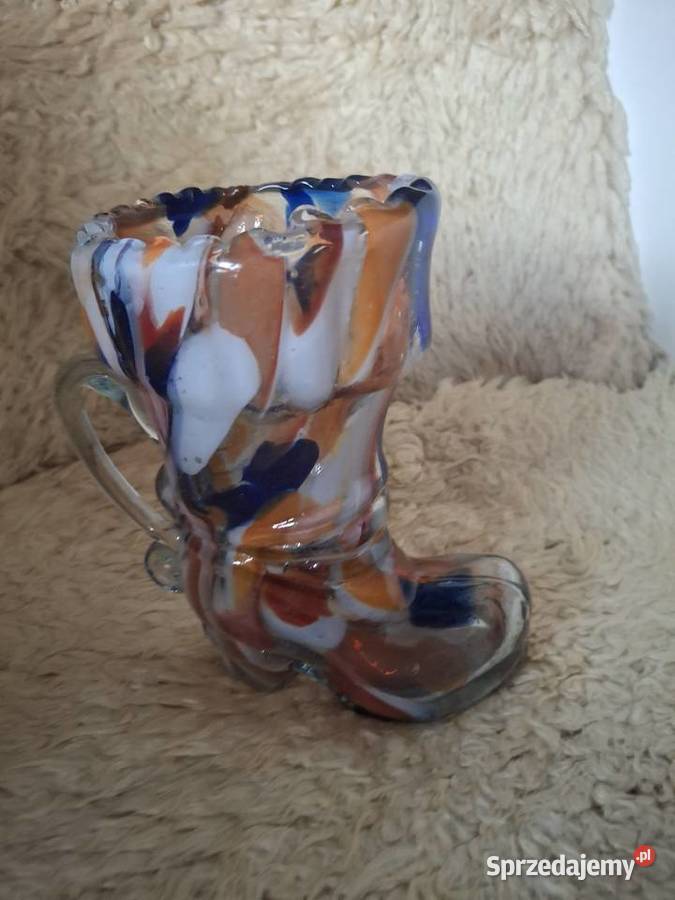 Kufel but szkło lane kolorowe lata 50