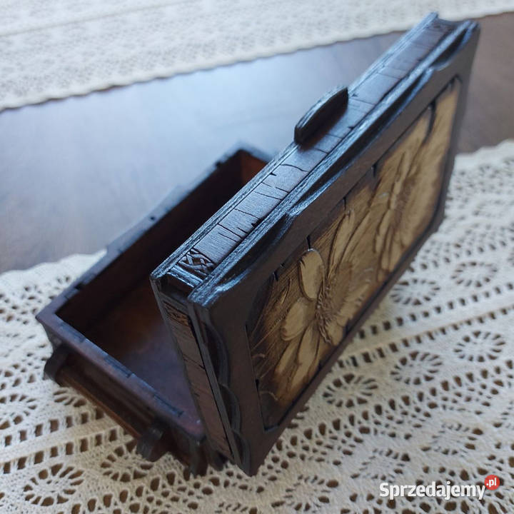 Drewniana Szkatułka z Rumiankami Tworkowa sprzedam