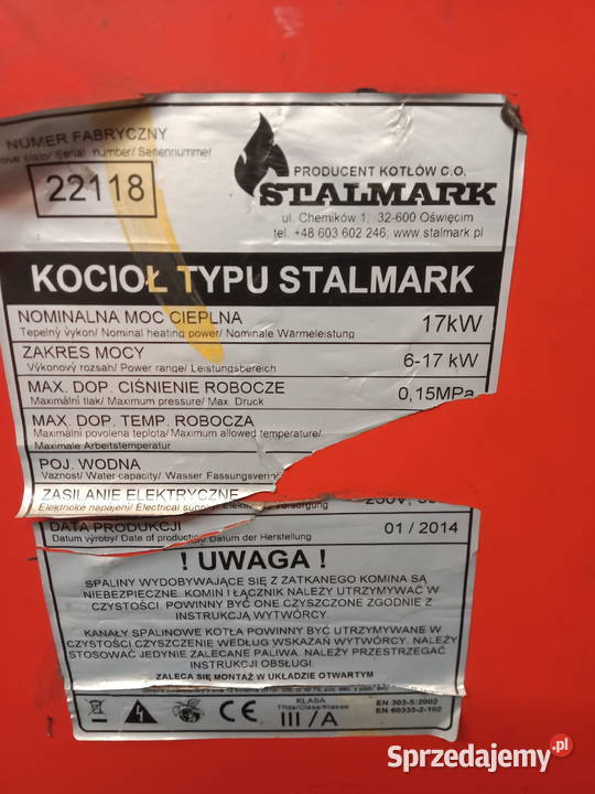 Części do kotła stalmark 17 kw Racibórz