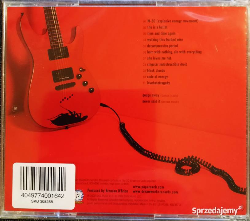 Kultowy Album CD PAPA ROACH Love hate tragedy