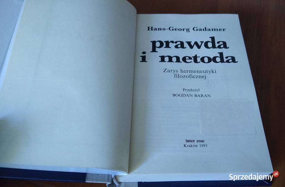 Prawda i metoda zarys hermeneutyki filozoficznej sprzedam