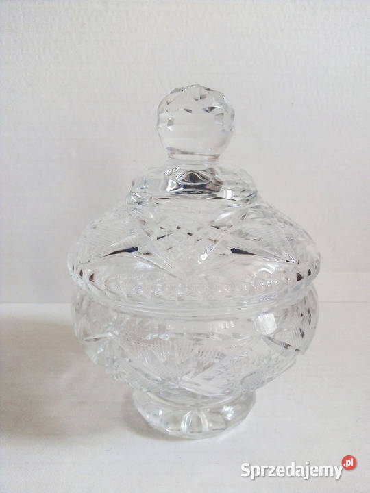 kryształowa bomboniera cukiernica vintage PRL