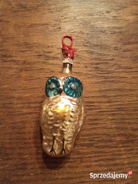 Bombka sowa srebrna z niebieskimi oczami lata Warszawa sprzedam