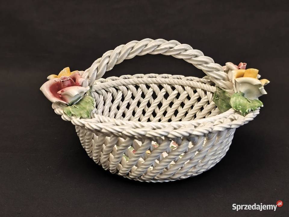 Koszyk porcelanowy ażurowy pleciony włoski Chełm