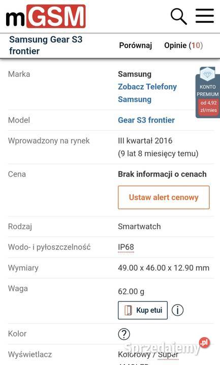 Smartwatch SAMSUNG GEAR S3 FRONTIER SMR76 Małkinia Górna