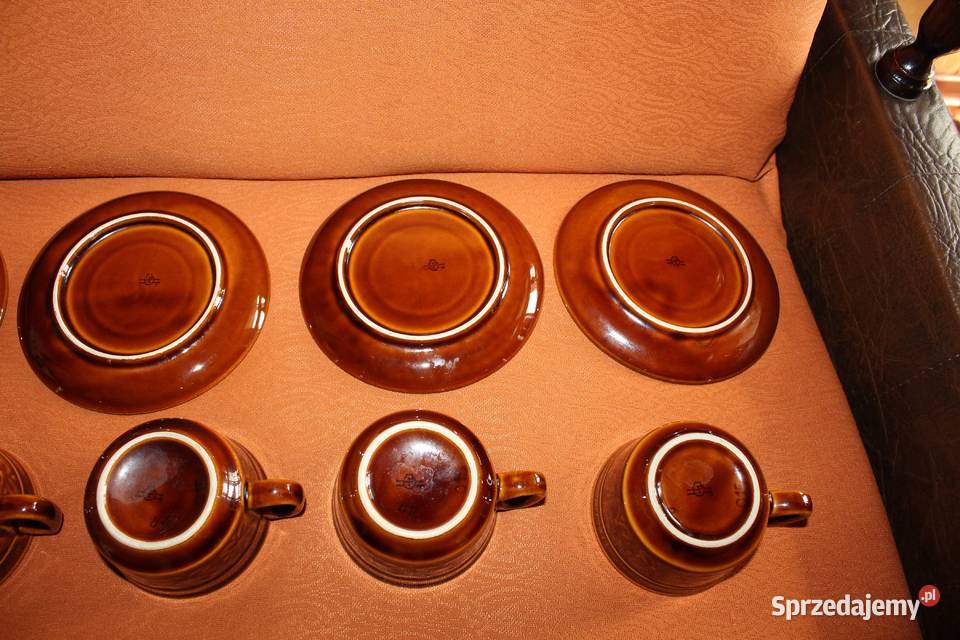 Filiżanki z talerzykami Kokardki Ceramika Antyki