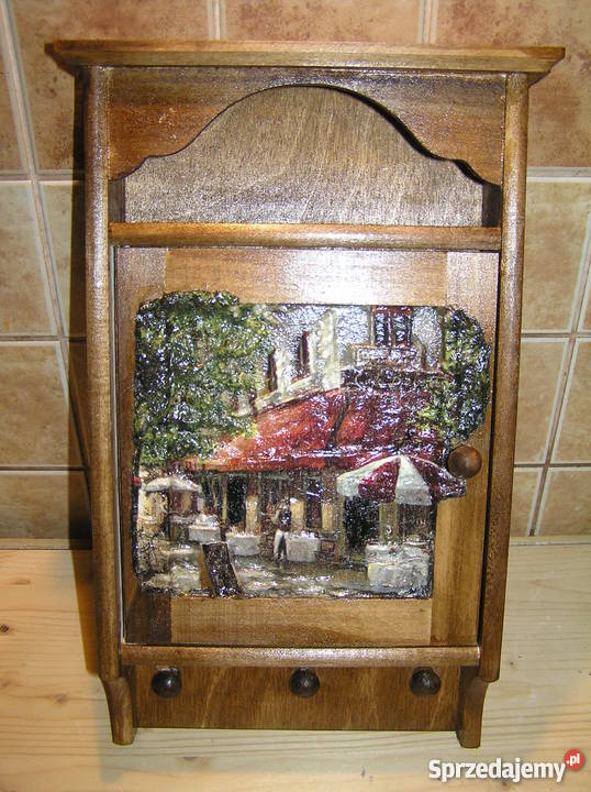 Szafka skrzyneczka na klucze decoupage 3D rękodz Słupsk
