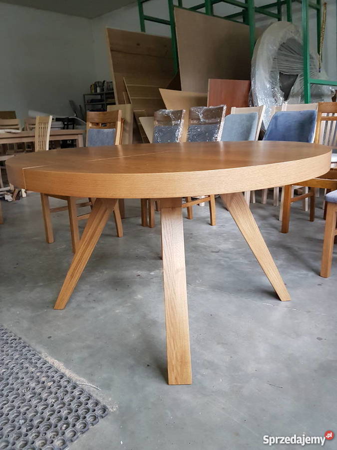 Stół okrągły dębowy nowoczesny rozkładany Stoły, krzesła, biurka sprzedam