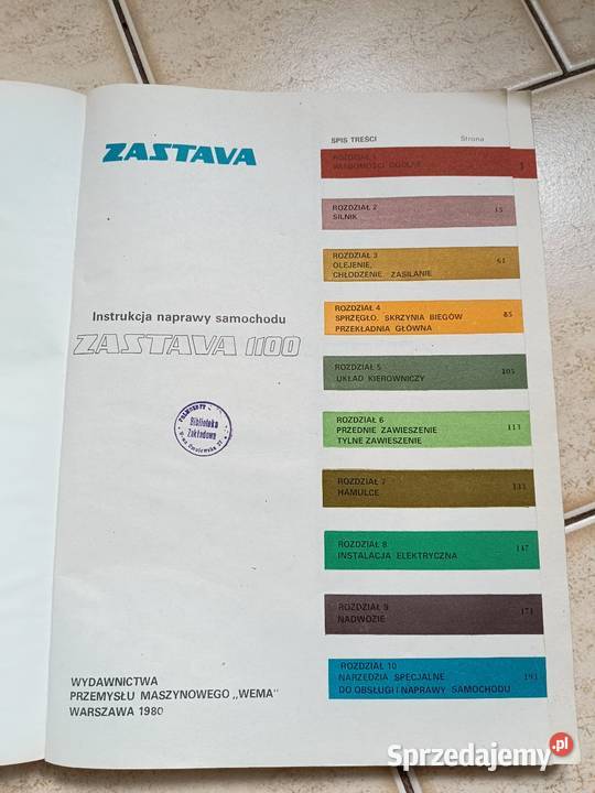Zastava 1100 Instrukcja naprawy samochodu 1980r