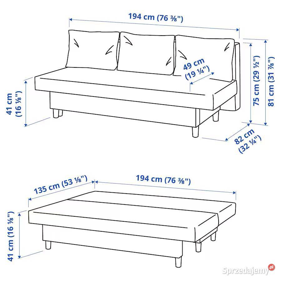 Sofa rozkładana Ikea LVDALEN Sofa 3osobowa 81cm Gdynia