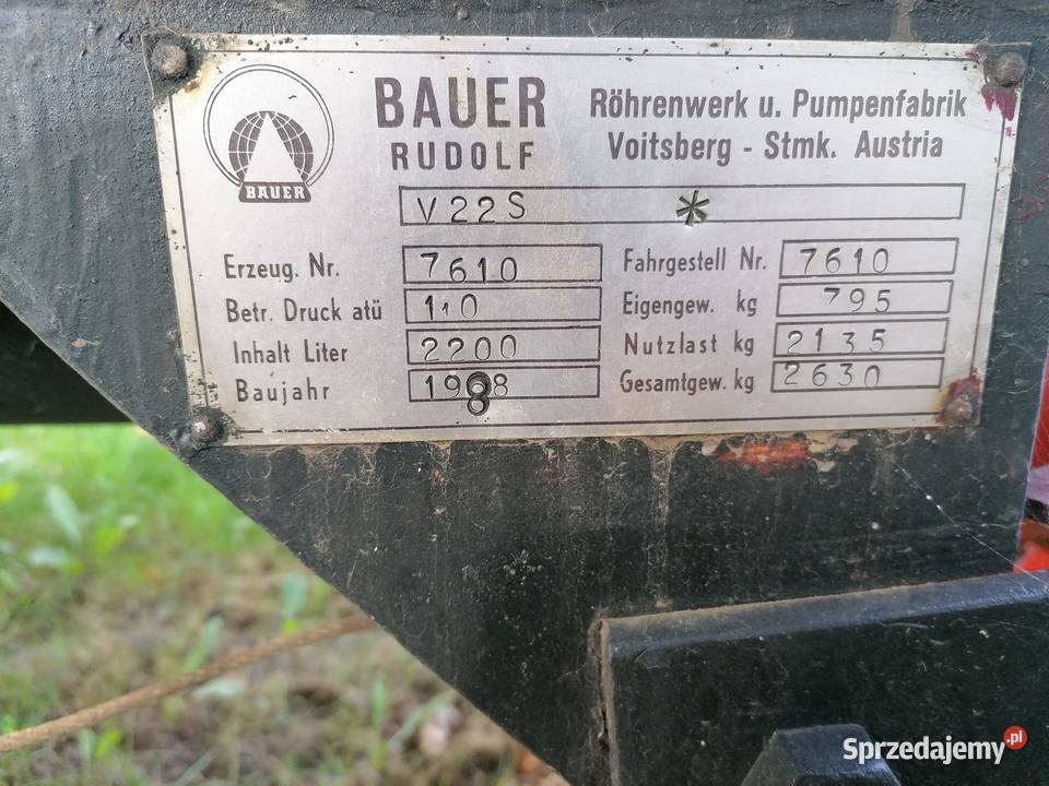 Beczkowóz rudolf bauer 2000l Proszowice
