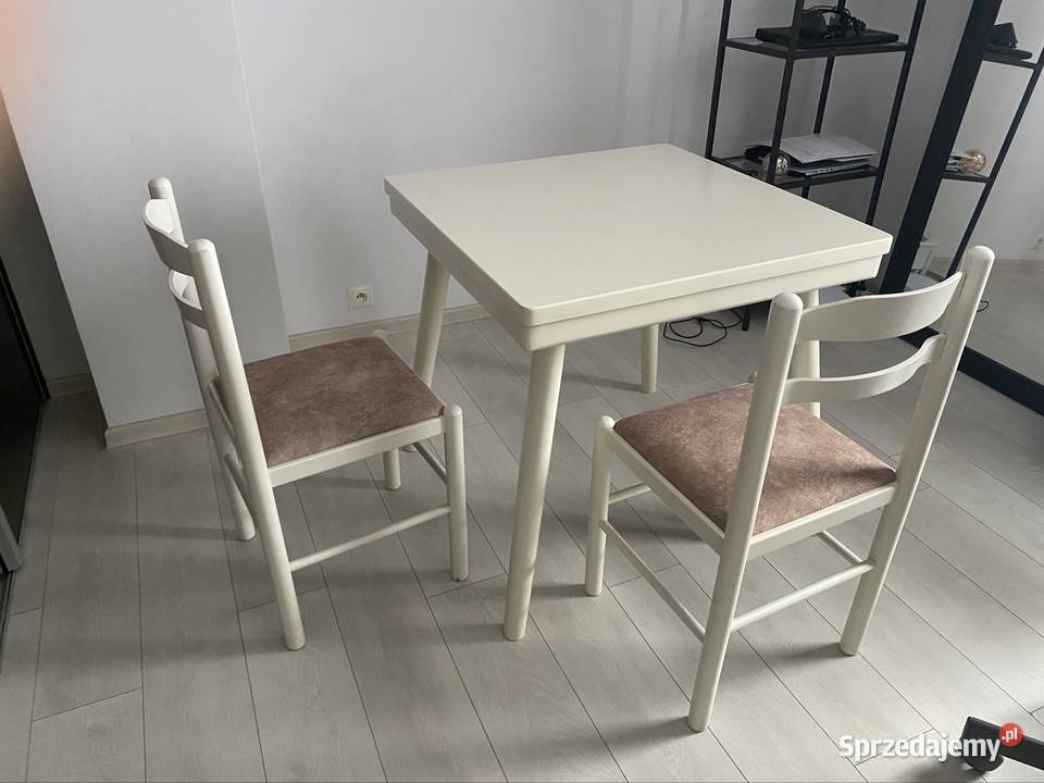 Piękny masywny stół 80x80 2 krzesła 80cm Pysznica