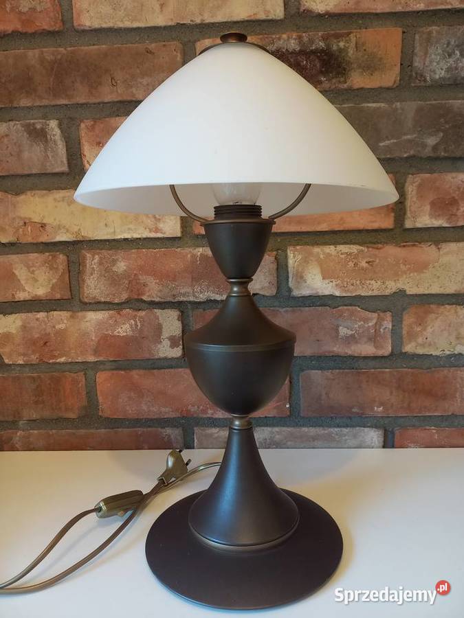 Lampka metalowa Stołowa Gabinetowa Nocna Szklany Gawroniec