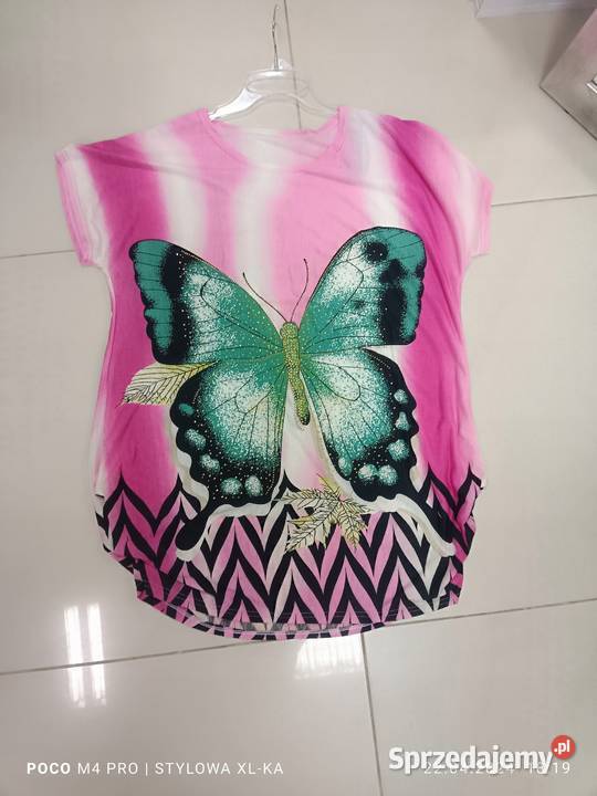 Bluzka Dzianinowa z Motylem Oversize Uniwersalna zielony łódzkie Wieluń