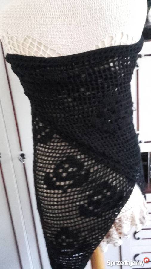 CZARNA RÓŻANA CHUSTA Z BAWEŁNY RĘKODZIEŁO Piła sprzedam