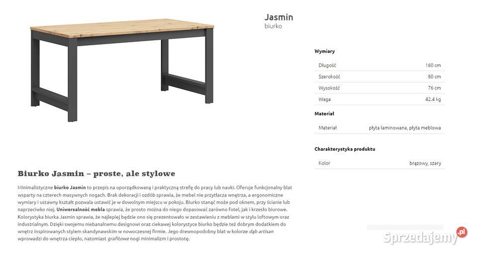 Biurko stół BRW duże 160x80 dąb grafit nowe sprzedam