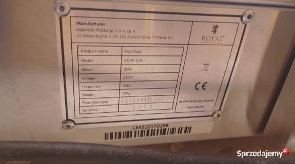 Podgrzewacz cateringowy Royal 2000W Rybnik