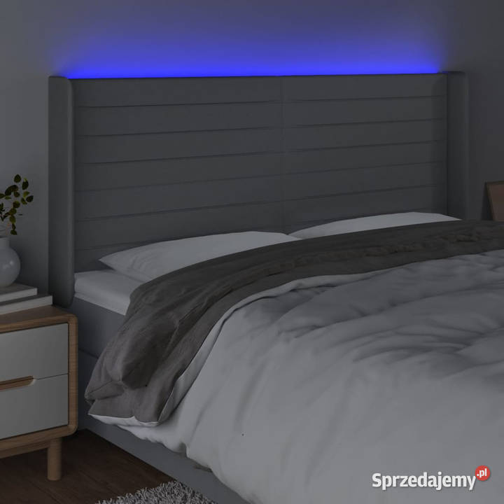 Zagłówek do łóżka z LED jasnoszary 203x16x118128 sprzedam