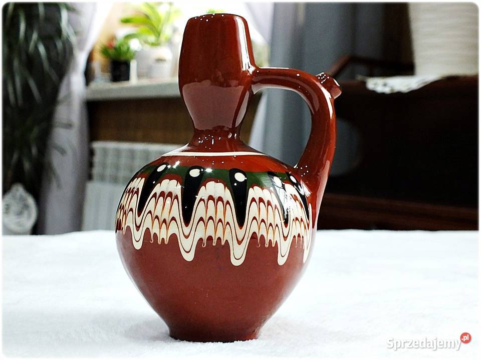 Stara ceramiczna Karafka Bułgaria Pawie Oczko Żary