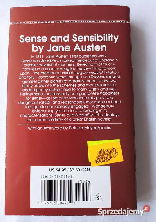 Sense and Sensibility Jane Austen Rok wydania 1982 Proza i poezja Hajnówka sprzedam