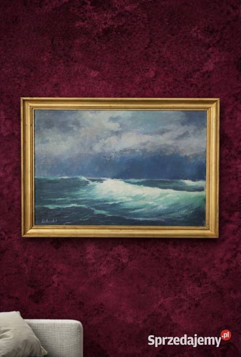 PEJZAŻ MORSKI OLEJ NA PŁÓTNIE 80x60 Pabianice sprzedam