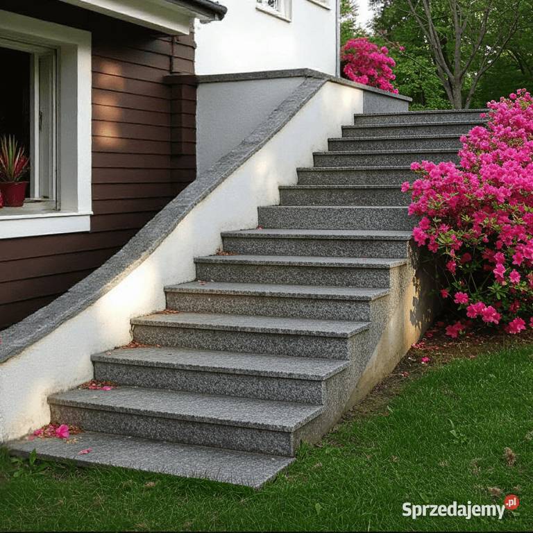 Schody granitowe G664 płomieniowane 3 grubości Łódź