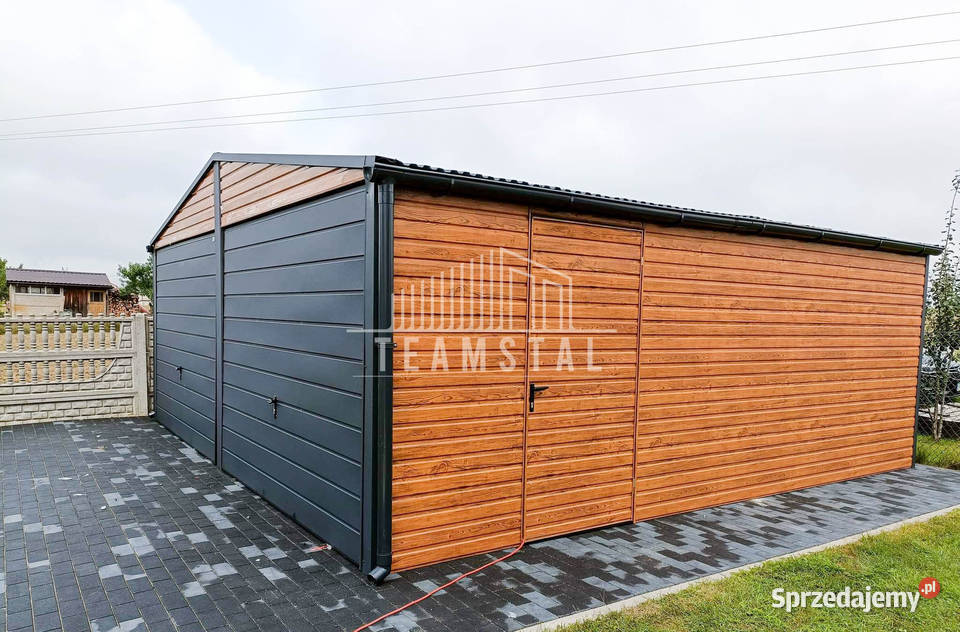 GARAŻ BLASZANY 6m x 6m dwuspad 2x Brama drzwi śląskie Rybnik