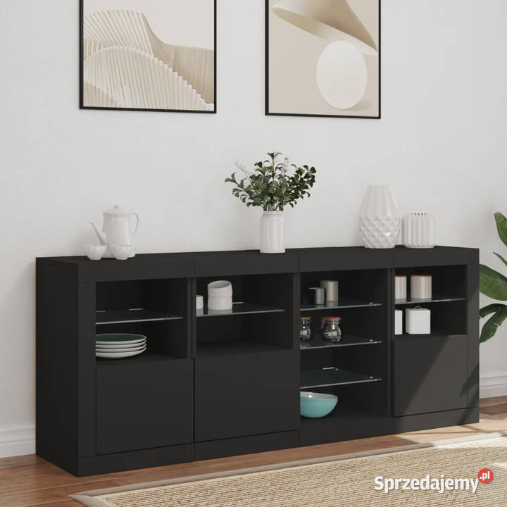Szafka z oświetleniem LED czarna 164x37x67 Warszawa