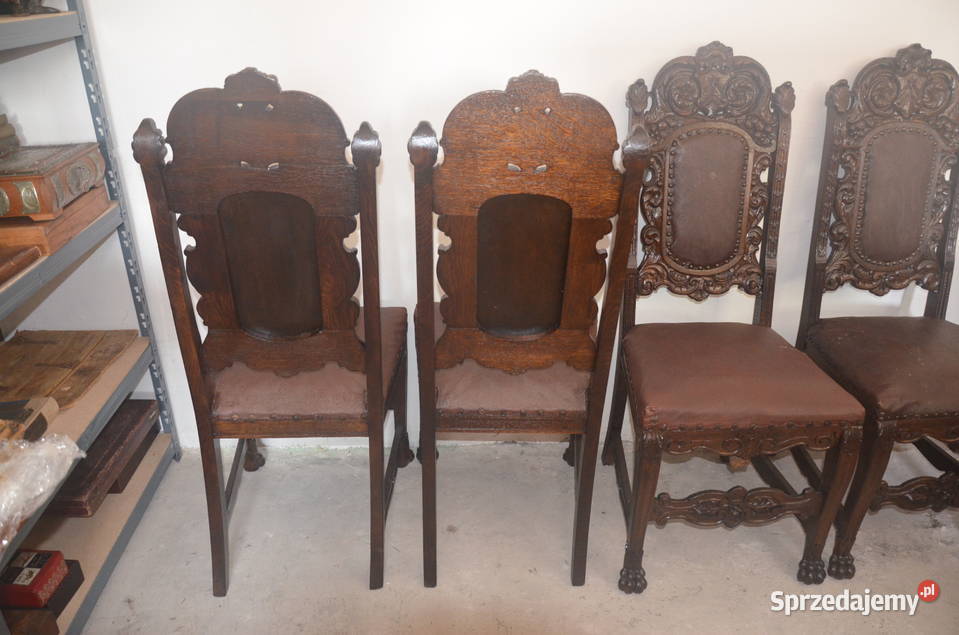 Duże krzesła bogato zdobione na Lwich łapach Bydgoszcz
