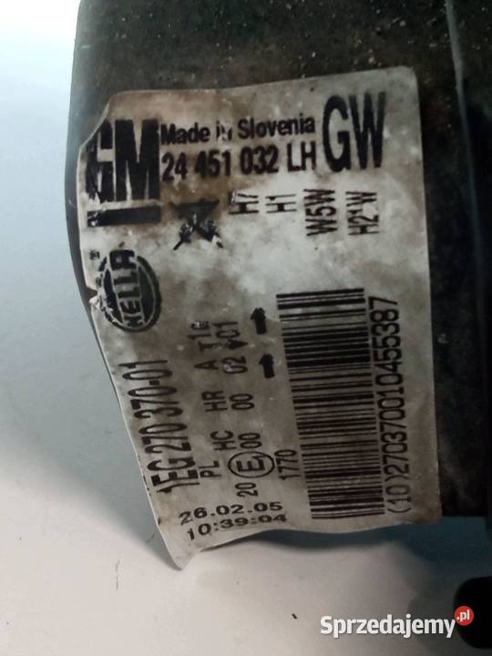 LAMPA PRZÓD LEWA EU 24451032 Opel Astra III