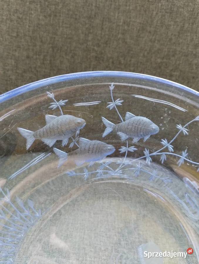 PRL patera szkło błękit ryby 30 art deco Łódź sprzedam