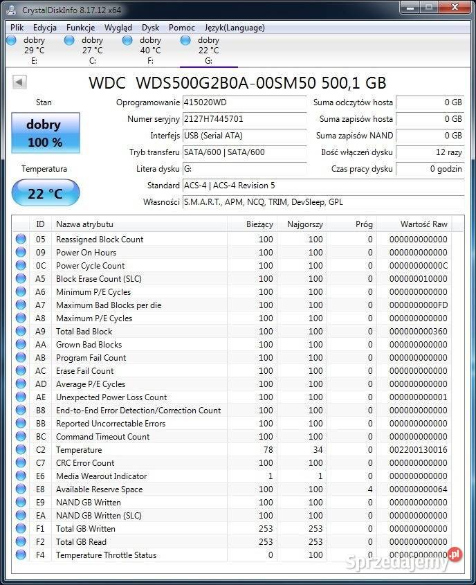 Dysk SSD WD Blue 500GB SATA3 WDS500G2B0A Tomaszów Lubelski