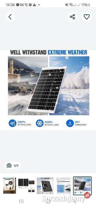 Panel słoneczny ECOWORTHY 12V 2x120W 240 Warka