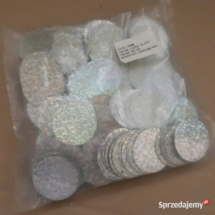 Cekiny holograficzne z dziurka srebrne 100 g 30 Warszawa