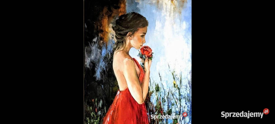 Kowalik Czerwona róża dziewczyna kobieta akt Malarstwo Warszawa
