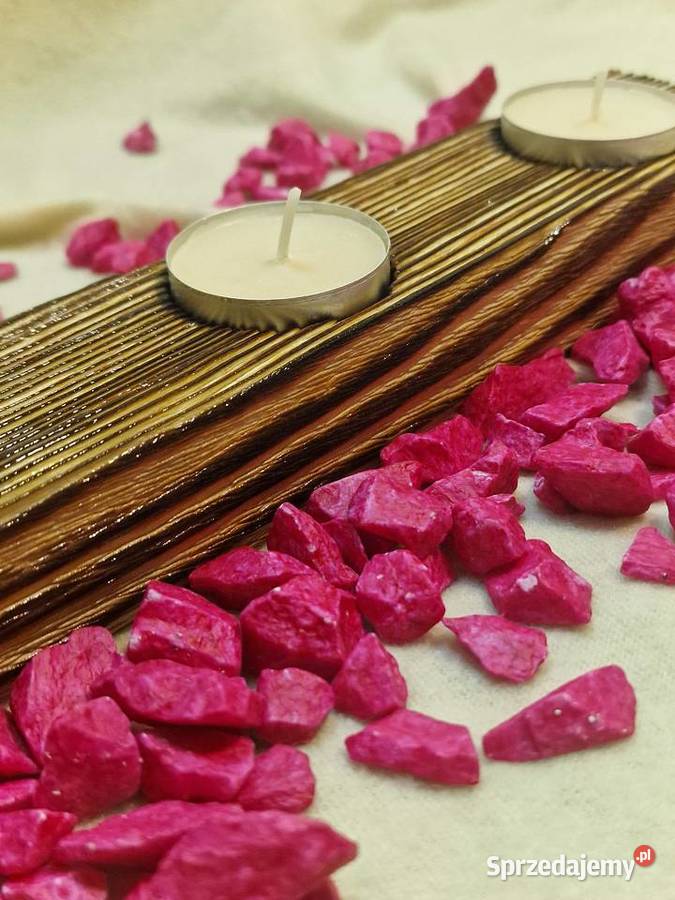 Świecznik Shou Sugi Ban drewno świerkowe warmińsko-mazurskie