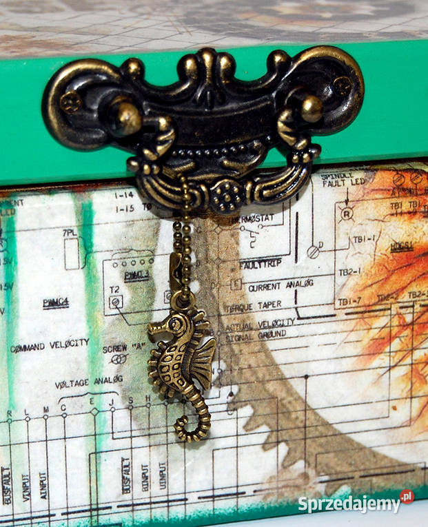 SZKATUŁKA drewniane pudełko SEA STEAMPUNK konik wielokolorowy Bydgoszcz