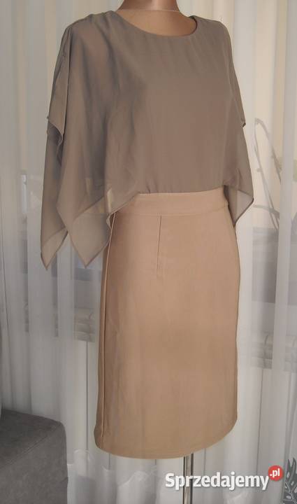 Beżowa sukienka mgiełka s m Spódnice i sukienki Lubartów