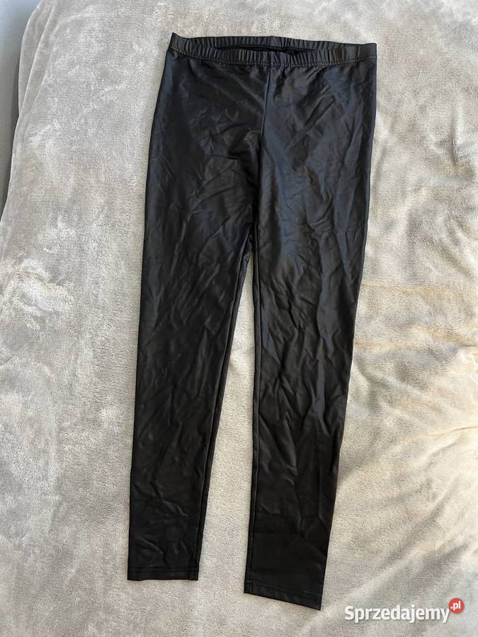 Legginsy spodnie skórzane czarne Spodnie