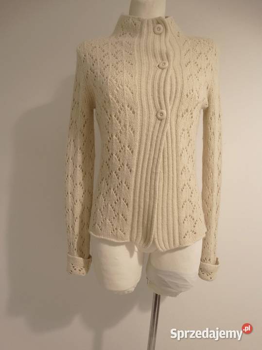 Sweter Kardigan Wełniany z Angorą Rozpinany Łomża