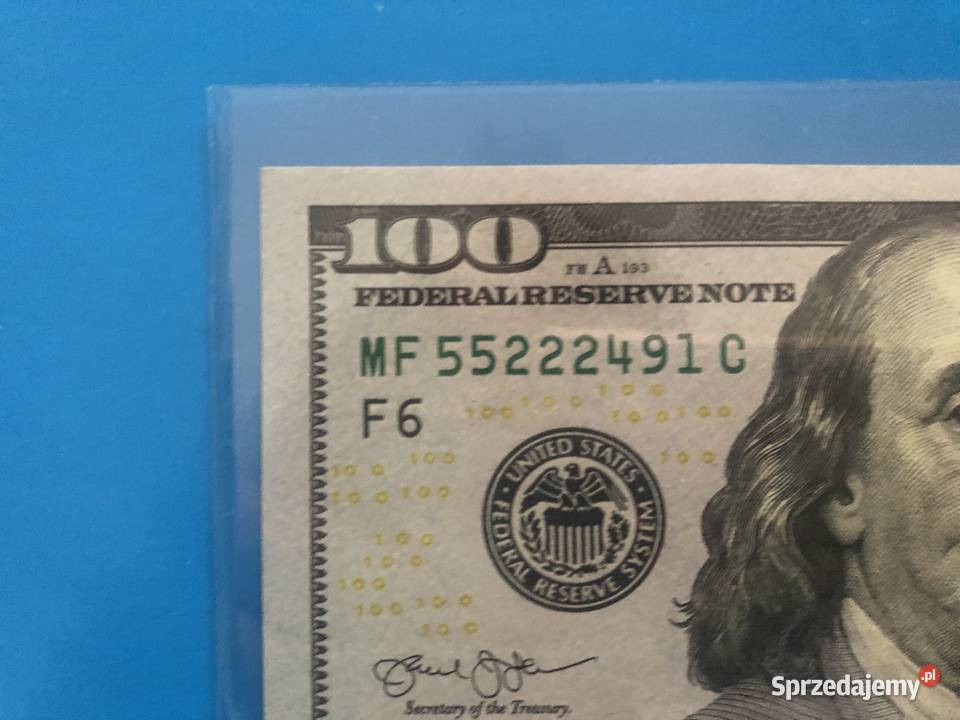 Banknot 100 dollarow rzadki numer 55222491 zachodniopomorskie Szczecin