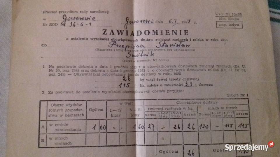 Zaświadczenia i nakazy z PRL Warszawa