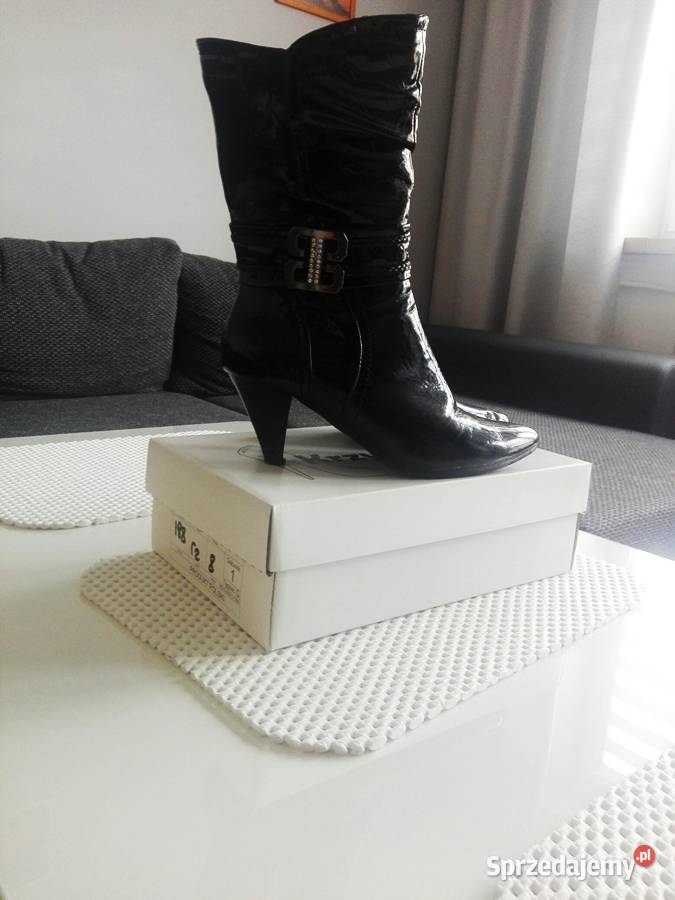 LUX botki damskie czarne połysk szpileczka 37 Łapy